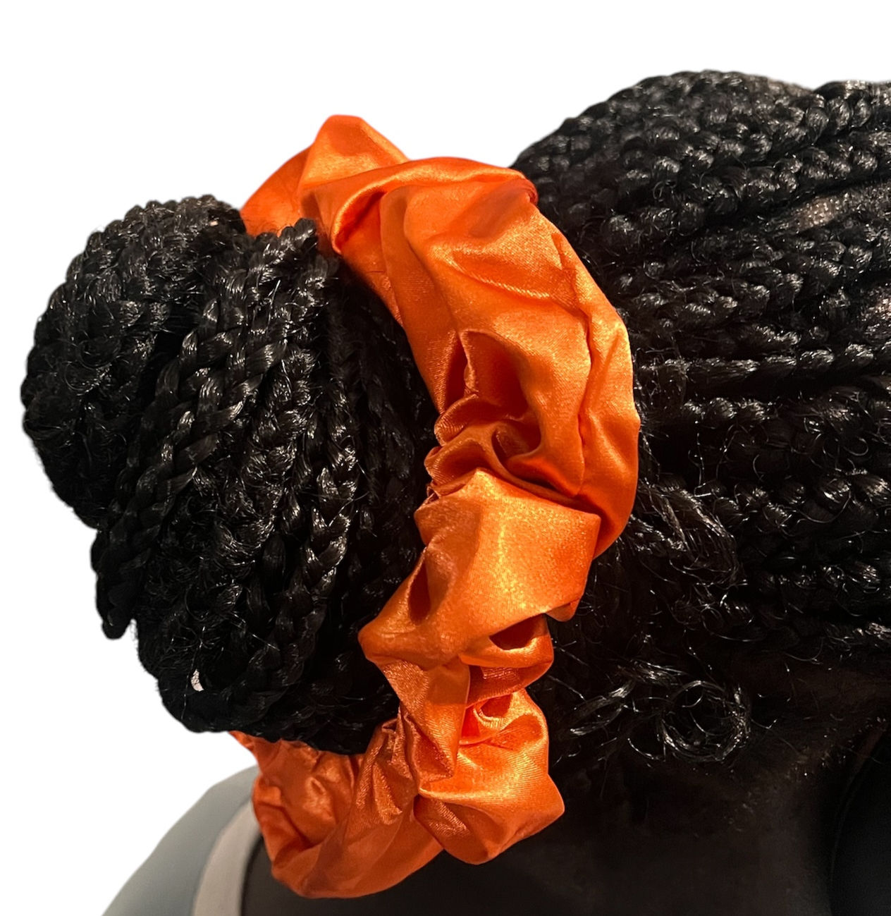 Satin Handmade L Hair Scrunchie In Orange Unisex
