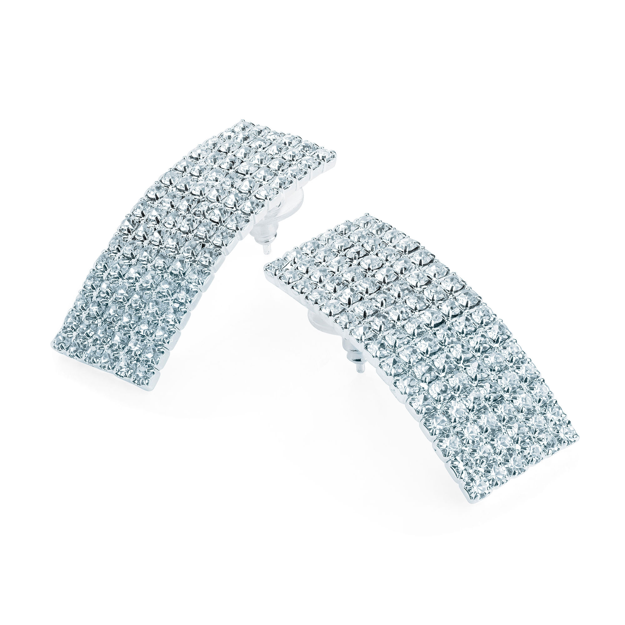 Silver Colour Diamanté Stud Earrings