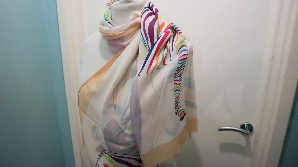 Miniature : Yellow Large Colourful Zebra Print Frayed Scarf, scarves, Women Scarfs