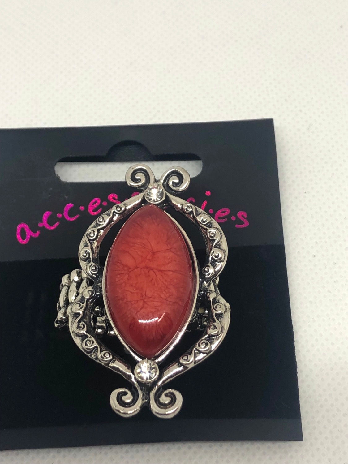 Gorgeous Silver Flower Shape large Stone Elasticated Ring