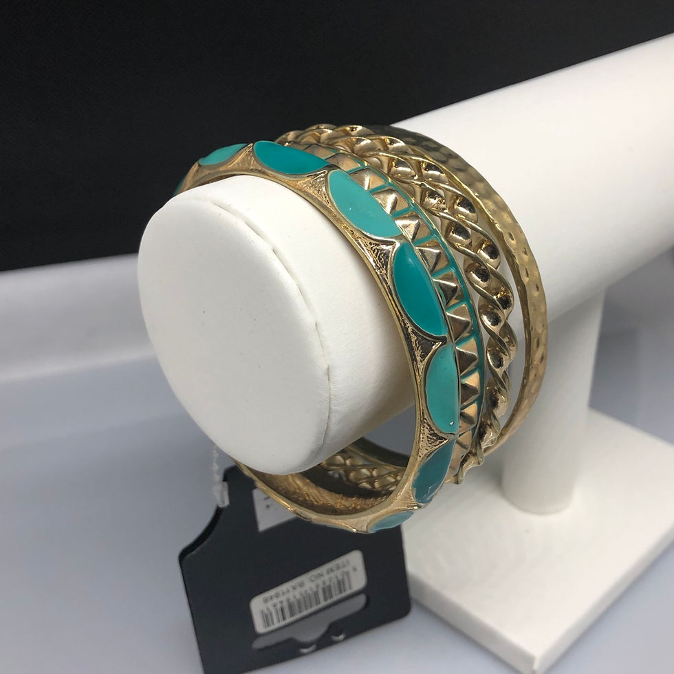 Thumbnail: 5PCS Gold Colour Multi Design Bangles Womenswear 