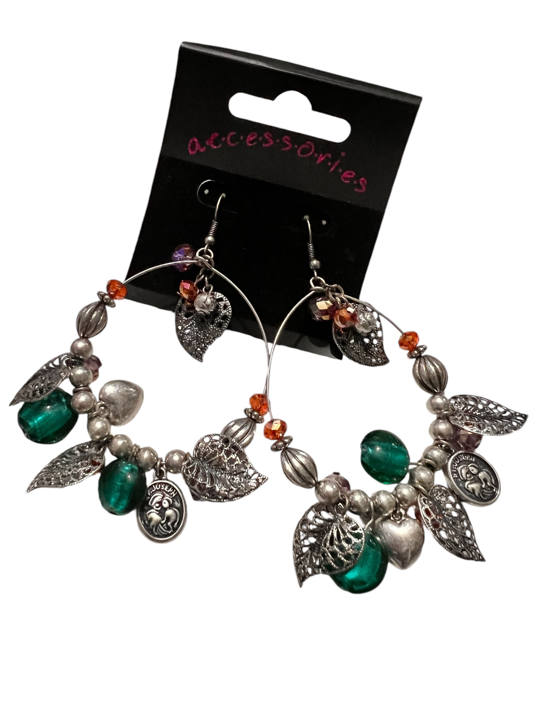 Silver Round Dangling Charm Earring 