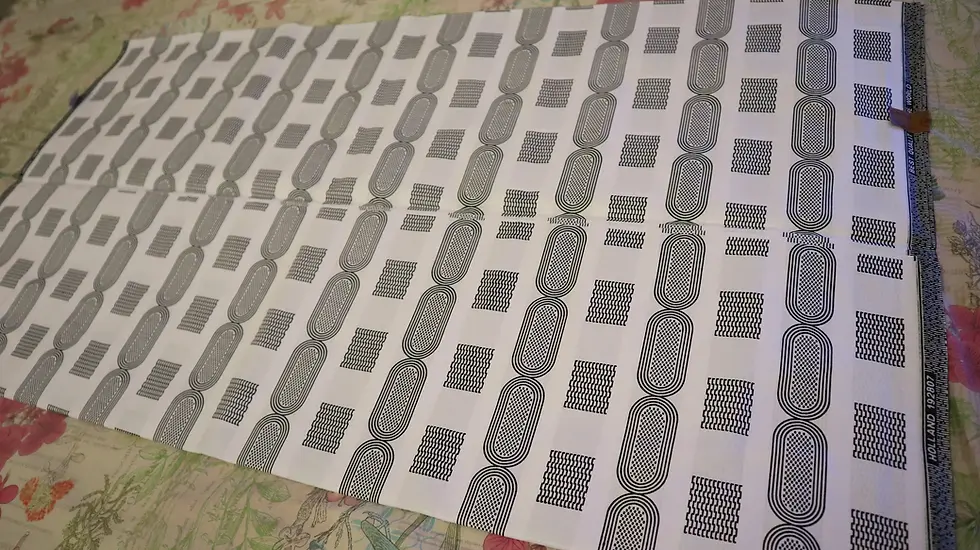Thumbnail: White and Black Ankara African Print Fabric 6 Yards