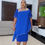 Miniaturebillede: Asymmetric Elegant Short Sleeve Dress  In Royal Blue Womenswear 