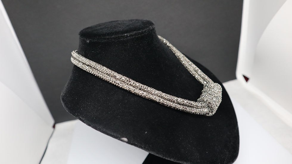 Miniaturebillede: 2 Strand Hematite Diamante Necklace, Hematite  Statement Necklace Womenswear 