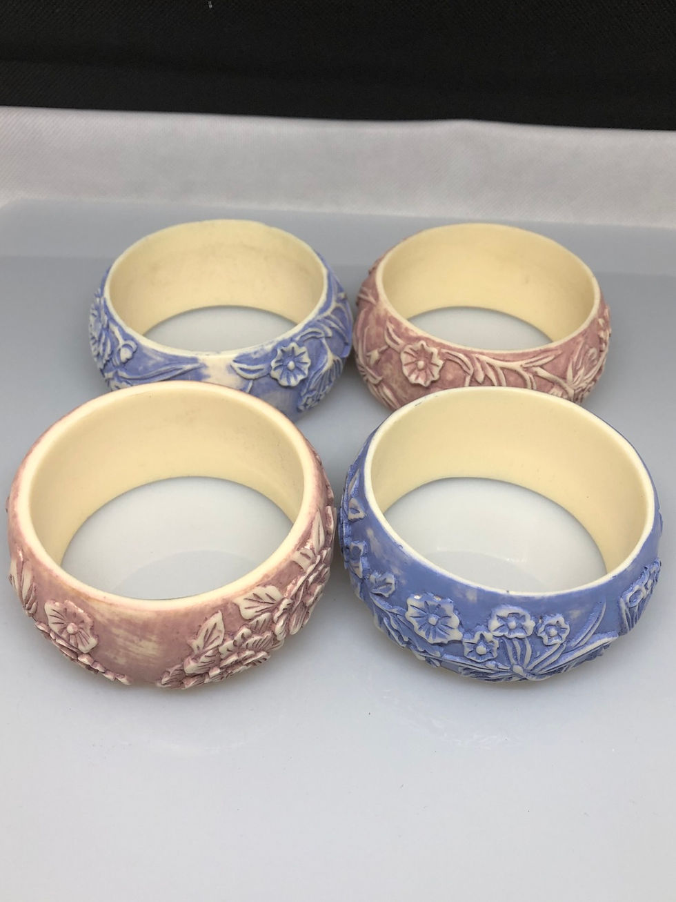 Thumbnail: Wooden Marble Effect Carved Flower Bangle