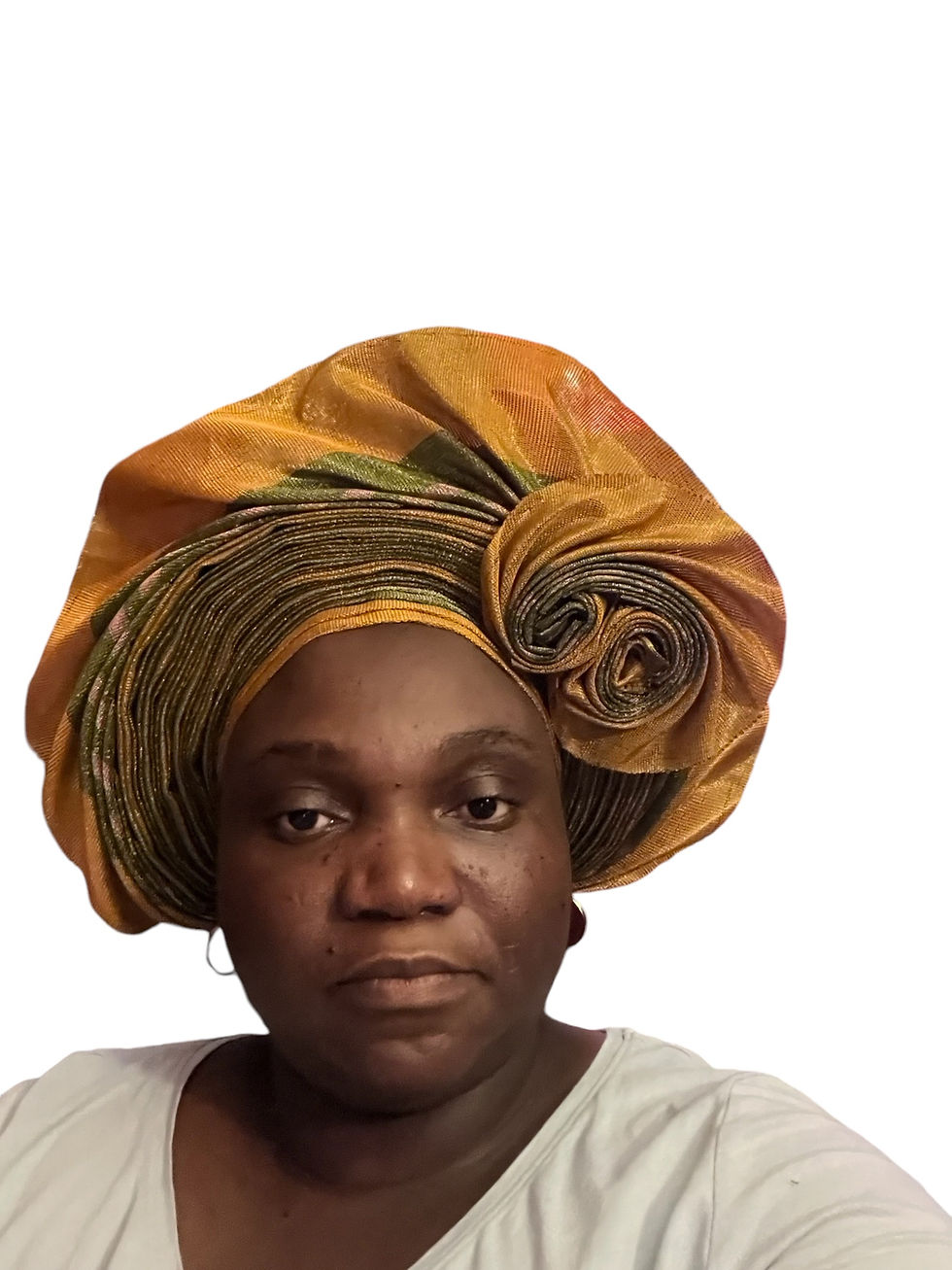 Thumbnail: Auto Gele, Gold and Green Aso Oke Gele, Nigeria Africa Headtie Head Wrap