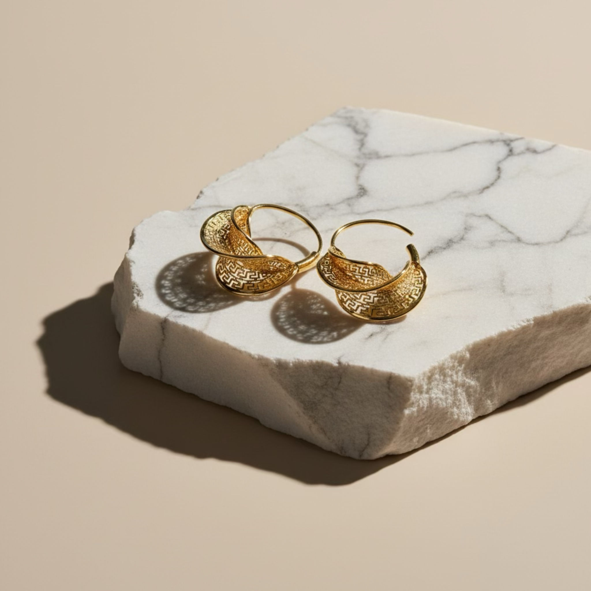 Womens Everyday Hoop Earring Basket Shaped Gold Plated