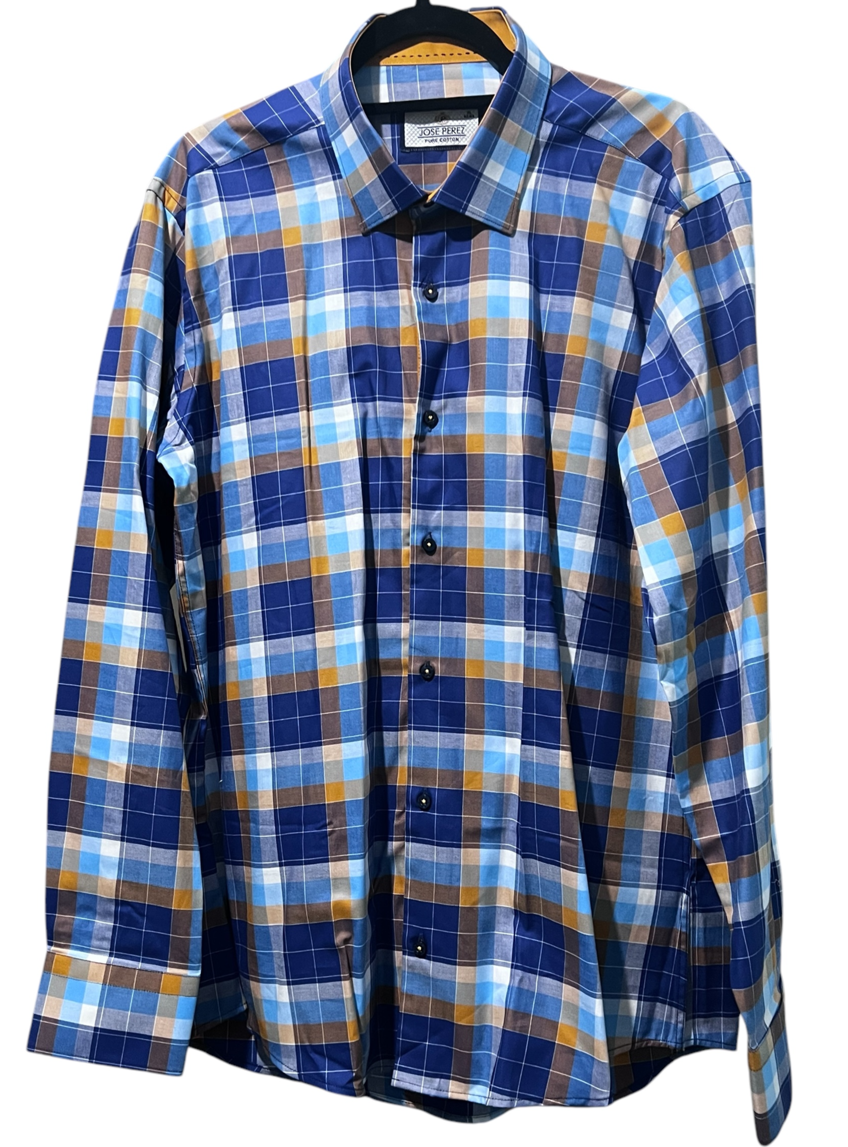 Checked 2 Colours Mens Button Down Long Sleeves Shirt
