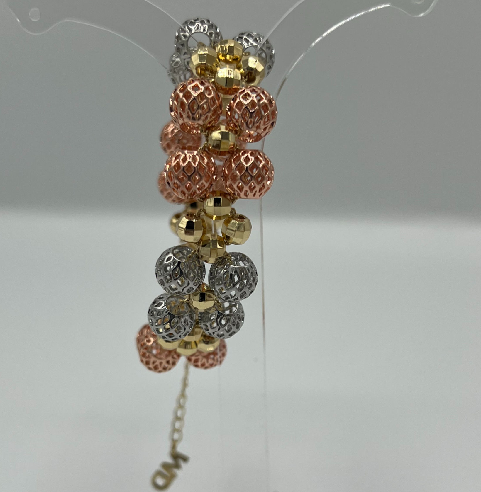 Luxe Two-Tone Beaded Charm Bracelet Rose Gold, Silver & Gold Statement Bracelet