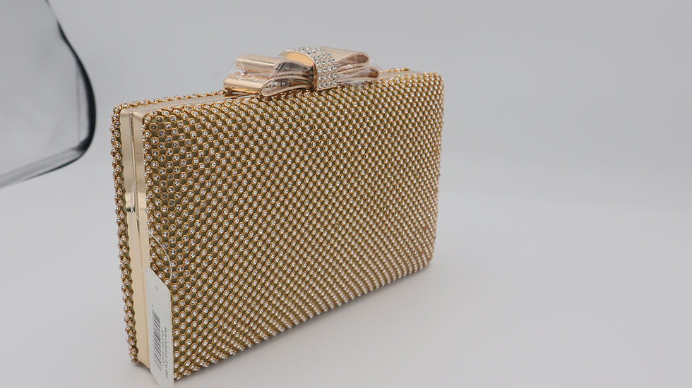 Thumbnail: Bow Diamanté Crystal Gold Colour Clutch Bag