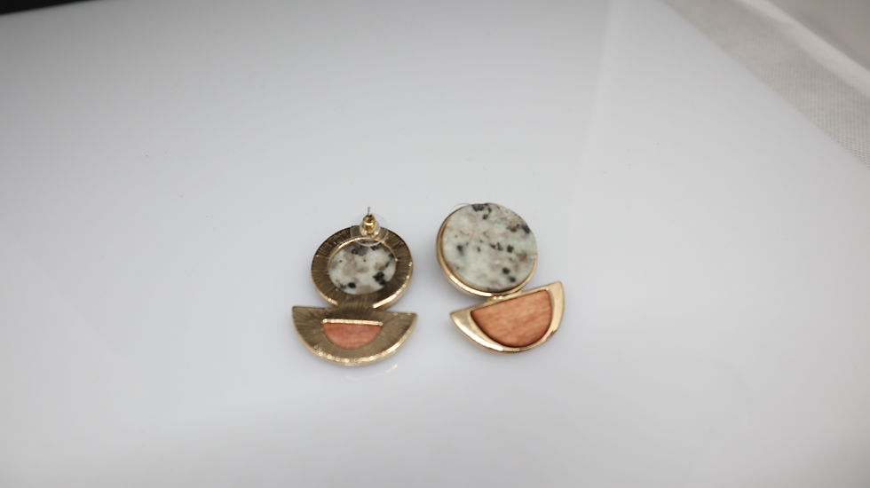 Miniaturebillede: Vintage Look Wood/Stone Effect Earring