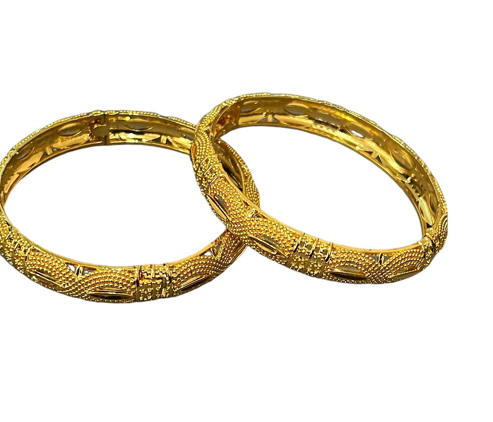 Thumbnail: 2PCS Hinged 24k Gold Plated Bangles Gold Bangles