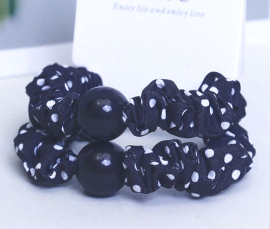 Thumbnail: Hair Scrunchies 2Pcs Bead Detail Hair Accessorise For Women and Girls