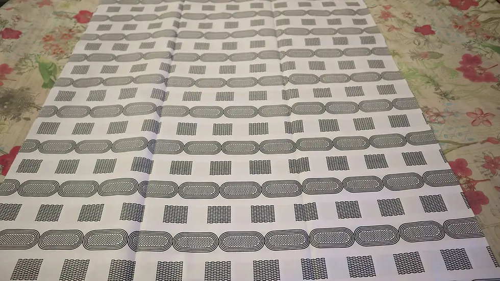 Miniatura: White and Black Ankara African Print Fabric 6 Yards