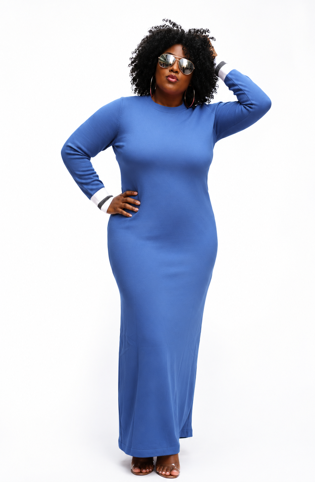 Women's Long Sleeve Bodycon Maxi Dress | Elegant Stretch Casual & Occasion Dress