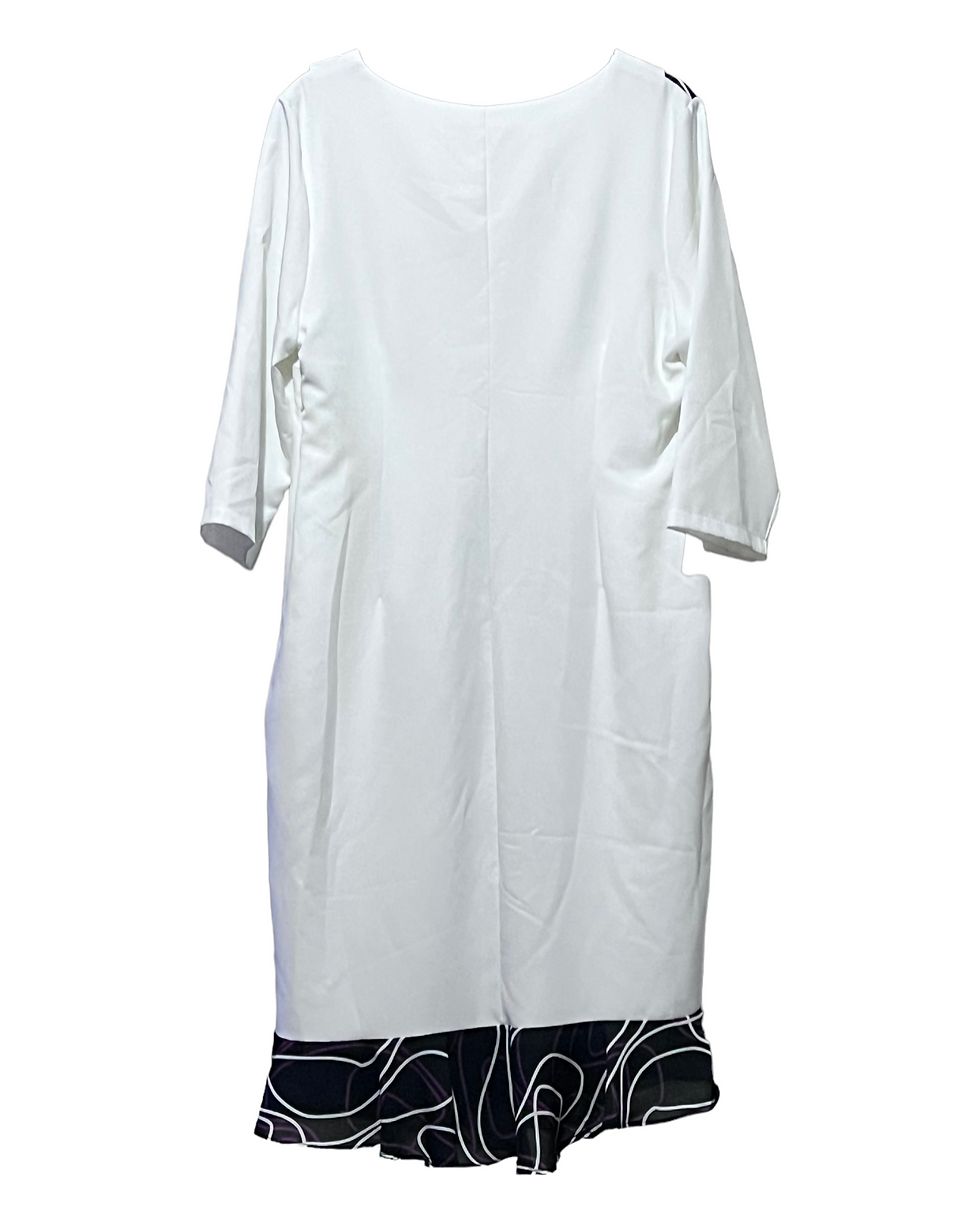 Miniature : White V- Collard Neck Flounced  Hem Dress Womenswear