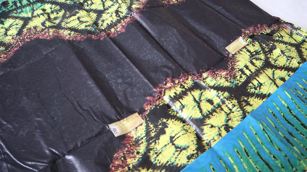 Thumbnail: Hand Tie-Dye Adire Batik Yellow/multicolour African Fabric