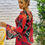 Miniatura: Floral Women’s Mesh Flare Sleeves A-Line Long Dress Womenswear 