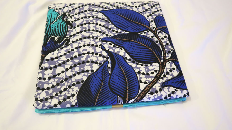 Miniatura: Blue Leaf Ankara African Print Excellence Fabric 5 Yards