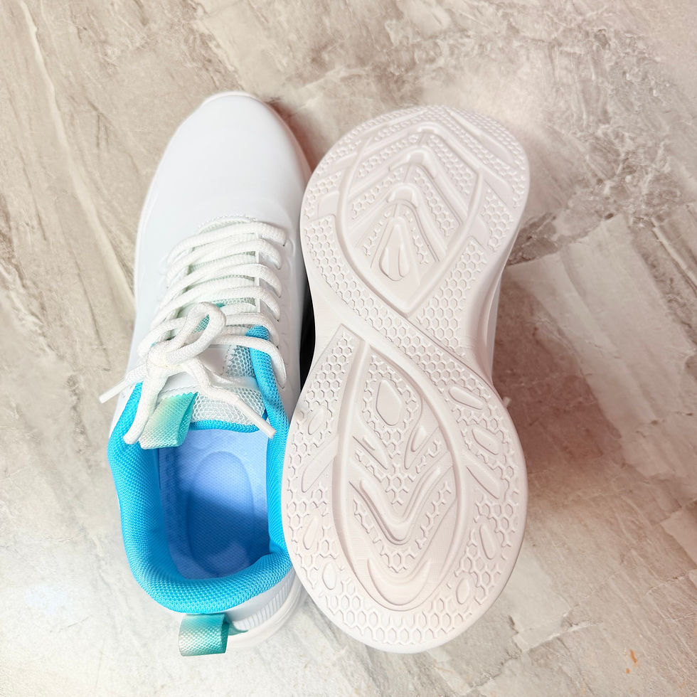 Миниатюра: Women’s White & Aqua Blue Lightweight Lace-Up Trainers –  Casual Walking Shoes