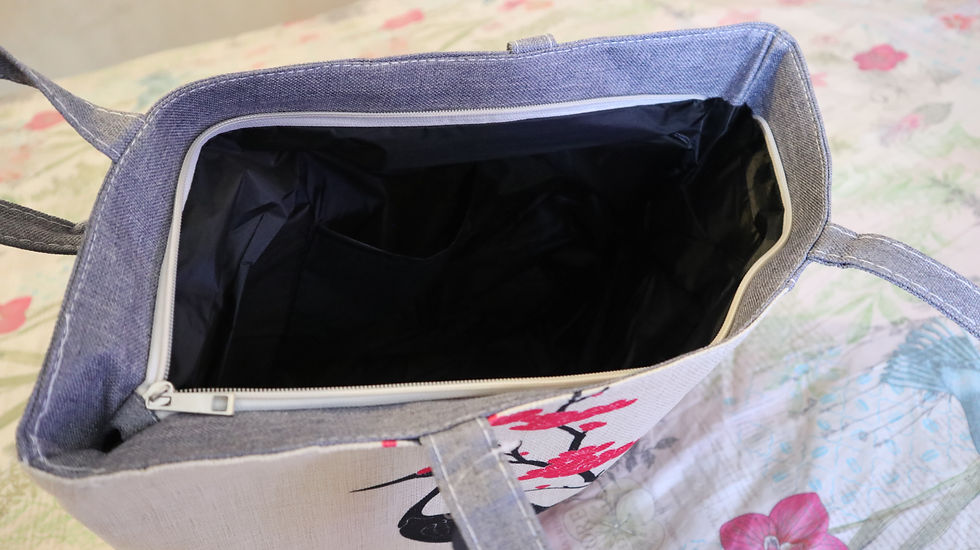 Миниатюра: Canvas Grey and Cream Crane design Tote bag Womenswear 
