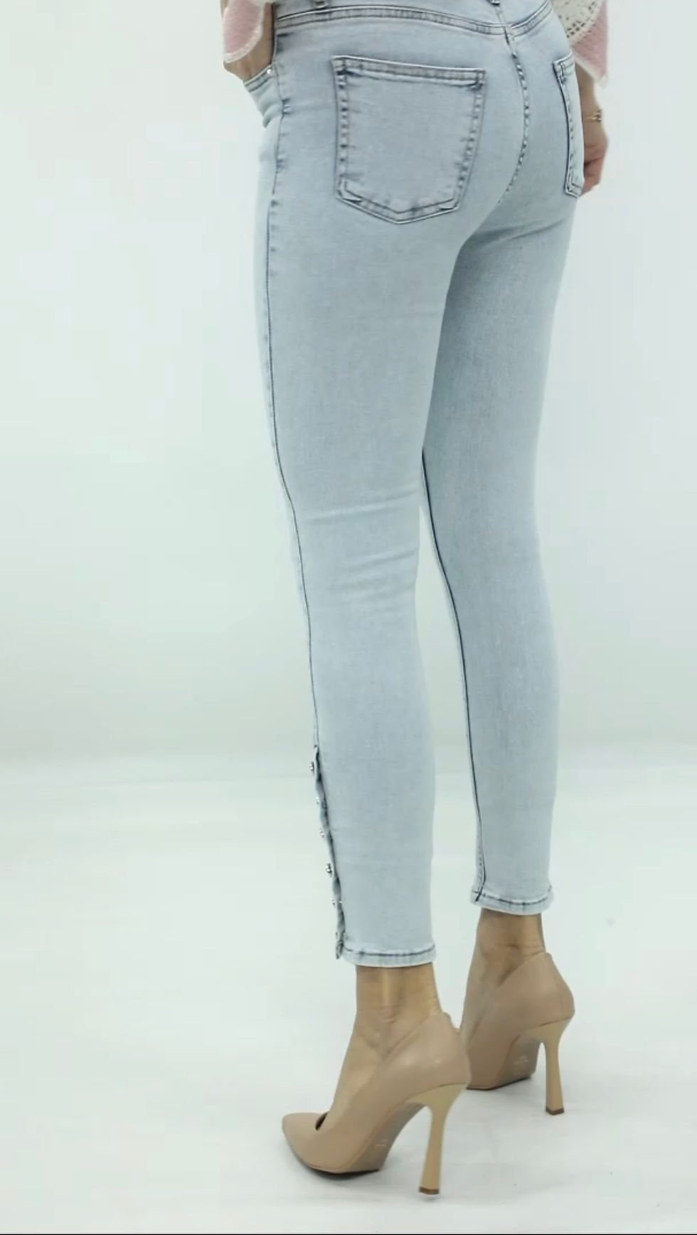 Miniatura: Light Wash Skinny Jeans Side Buttons