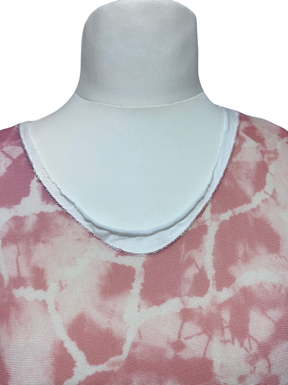 Thumbnail: Tied Dye Coral Pink 2 Pcs Knit Top