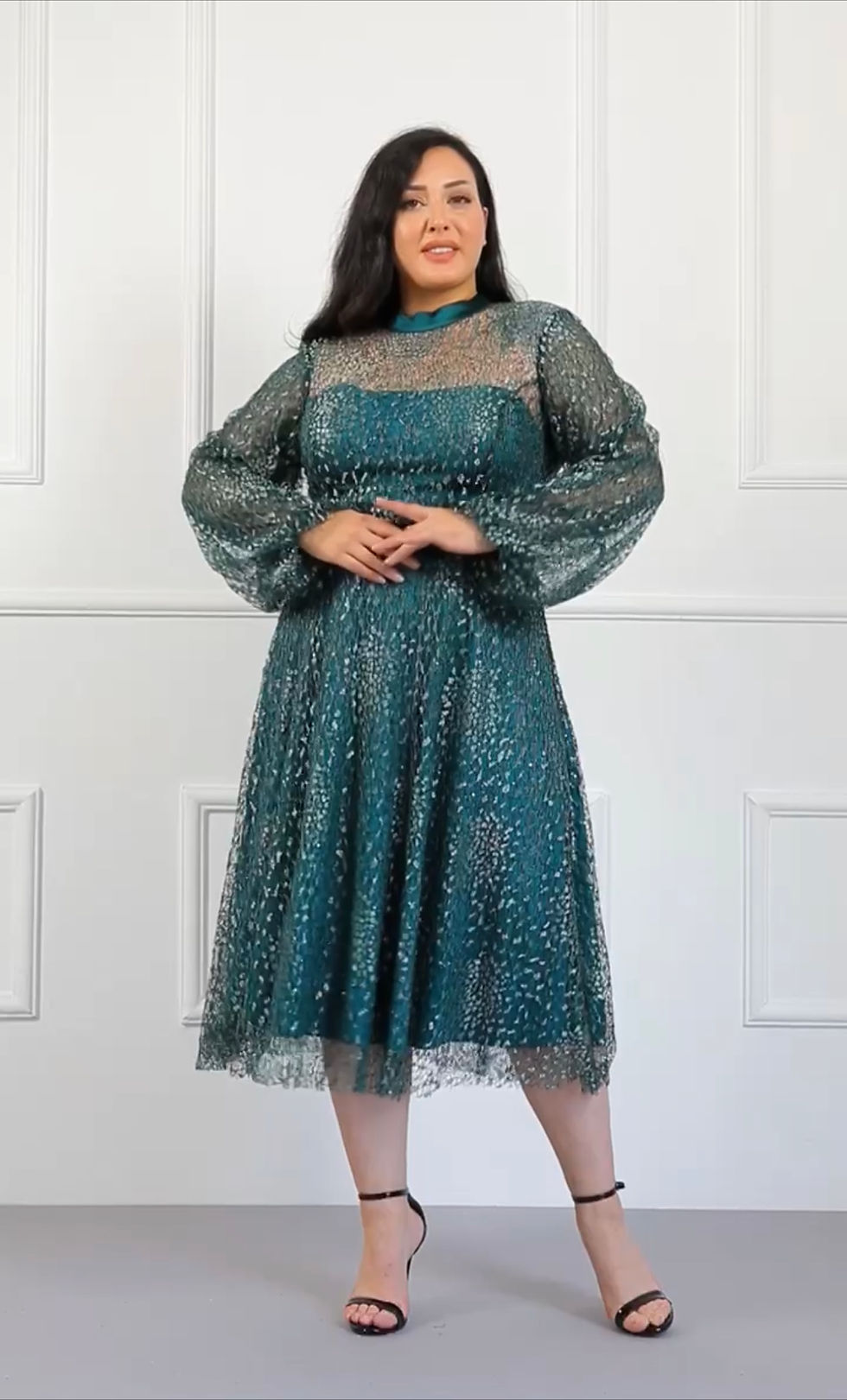 Miniatura: Emerald Green Lace Swing Dress Womenswear 
