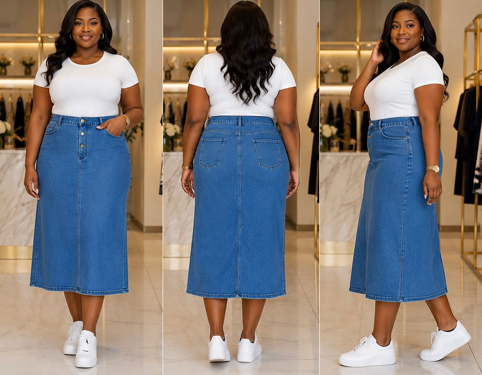 Miniaturbild: Blue Denim Button Front Skirt – Women’s High Waist Long Skirt