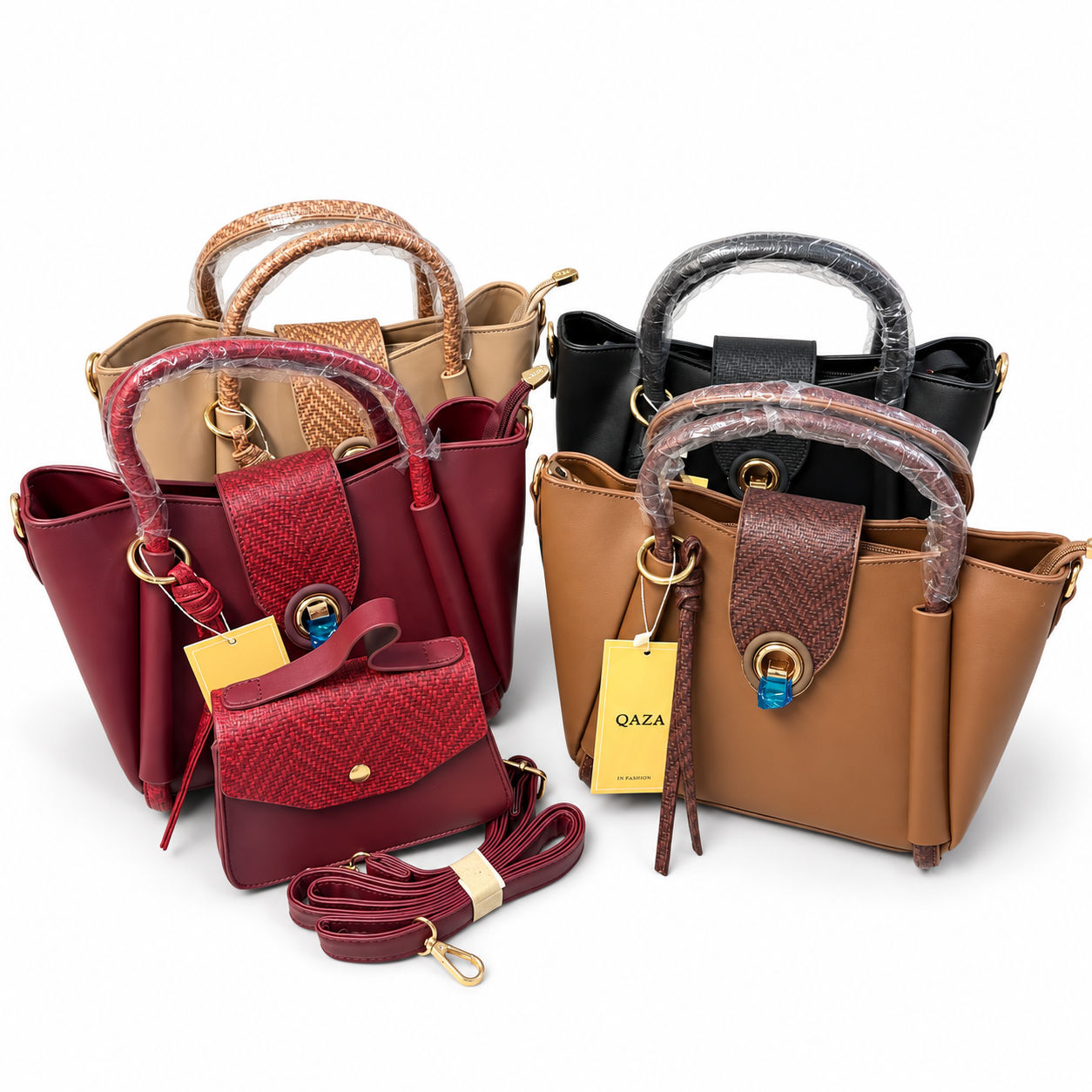 Structured Tote Handbag Set with Mini Bag & Shoulder Strap Everyday Bag