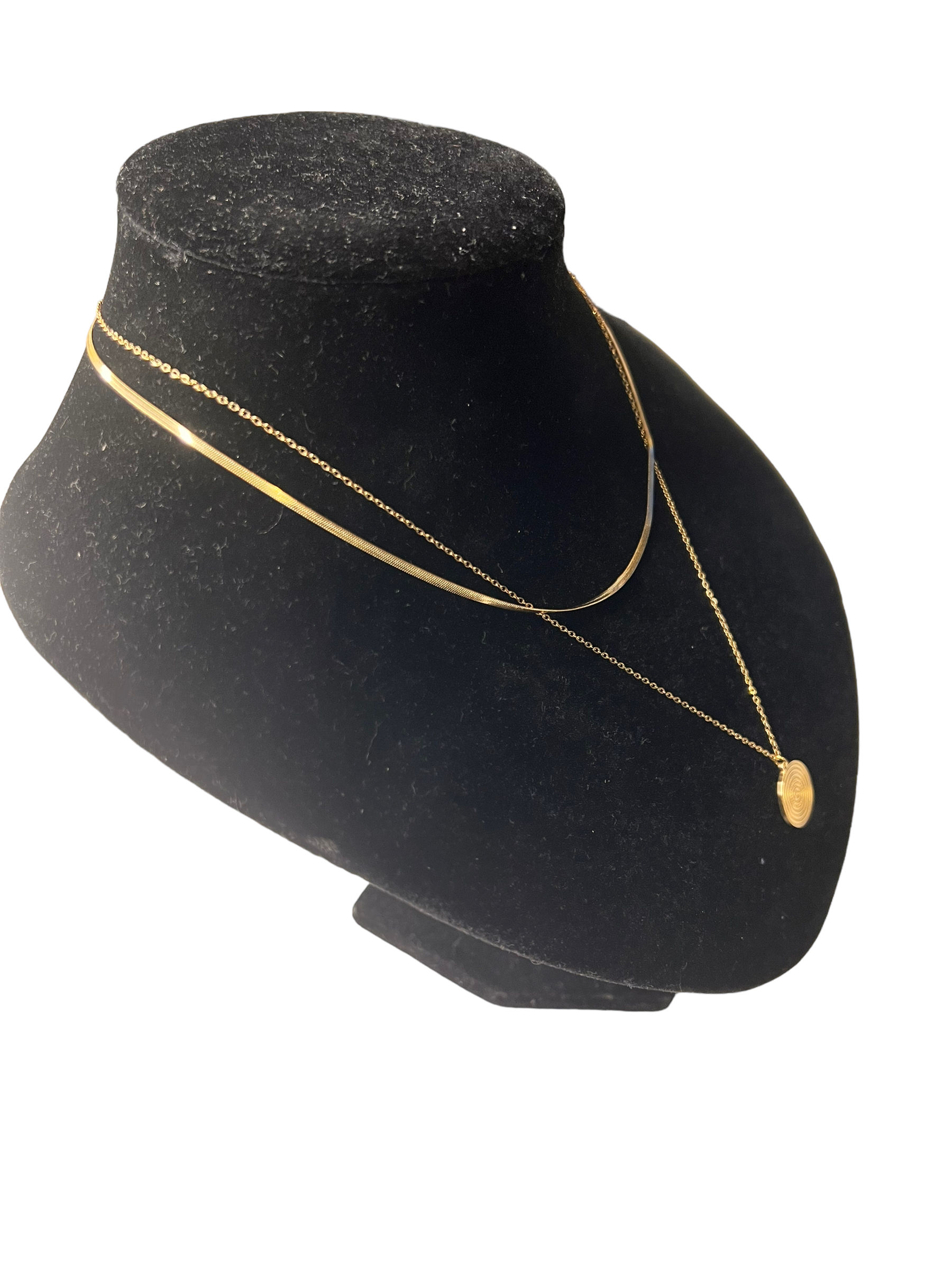 Gold Plated Layered Necklace With Pendant 
