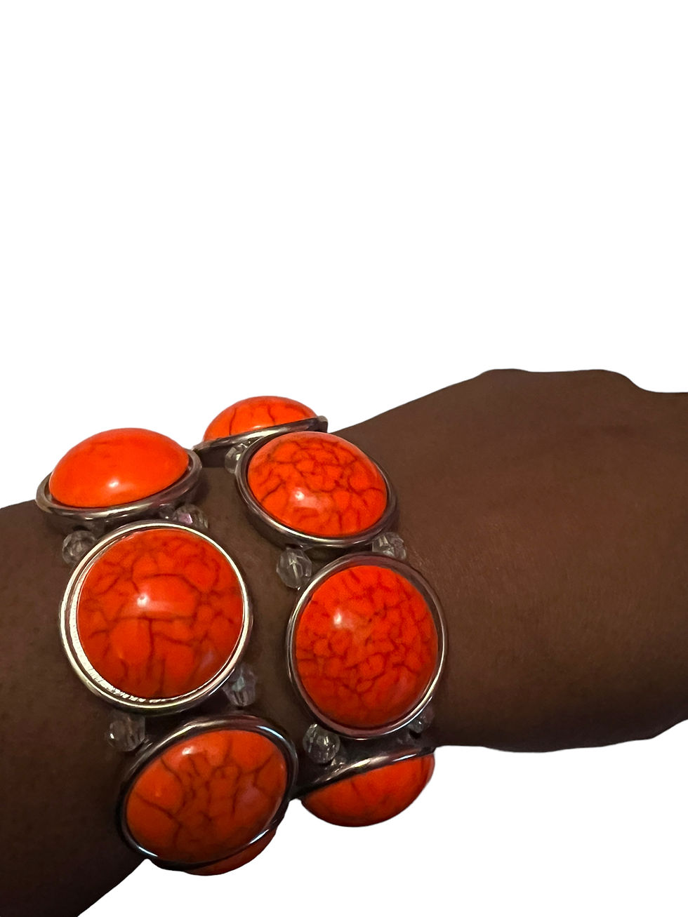 Thumbnail: Orange Marble Effect Elasticated Bracelet Womenswear