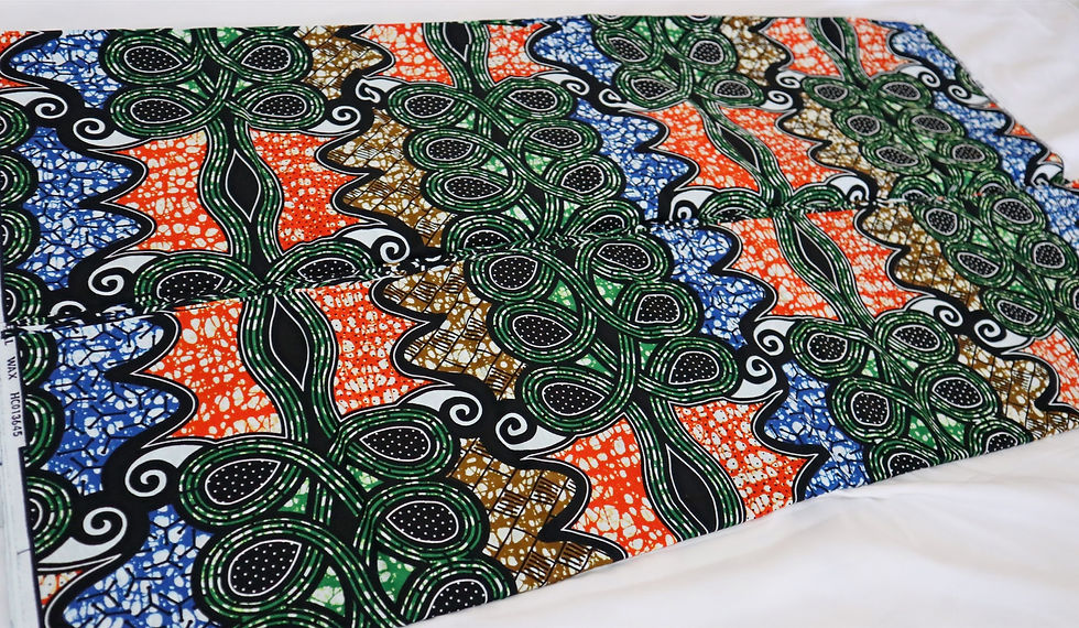 Miniatura: Green multicolour African Ankara print fabric