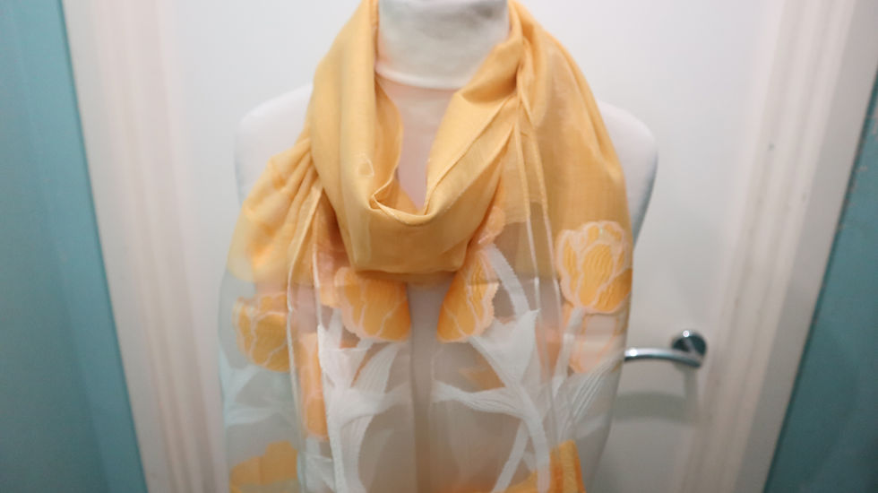 Thumbnail: Silk Scarf, Women Scarf, Sheer Tulip Print Silk Scarf, Women Silk Scarf