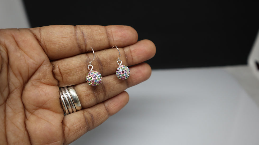 Thumbnail: Crystal Sterling Silver Ball Earring,  925 Sterling Silver Crystal Earrings