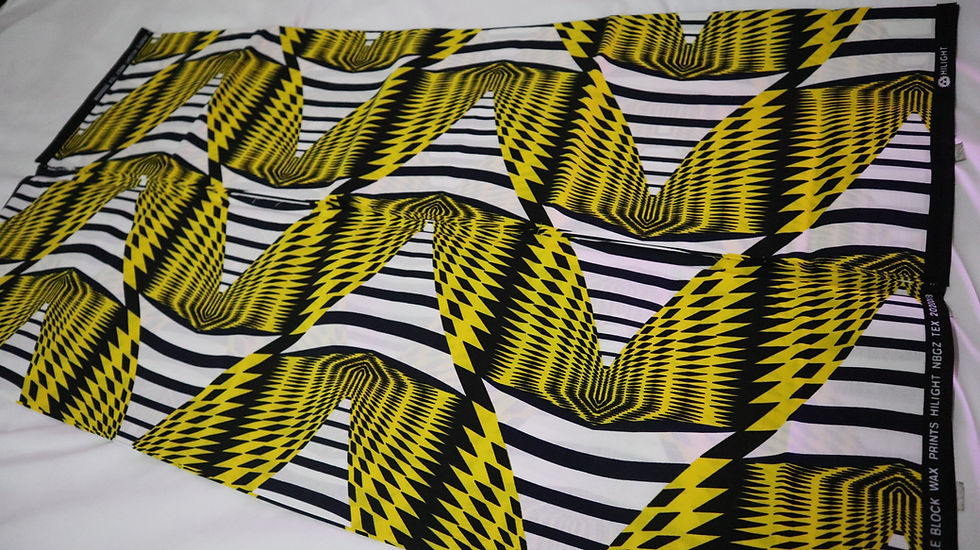 Miniatura: Yellow/White African Ankara Print Fabric 