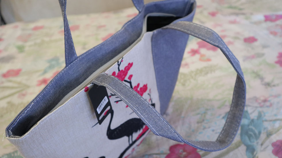 Миниатюра: Canvas Grey and Cream Crane design Tote bag Womenswear 