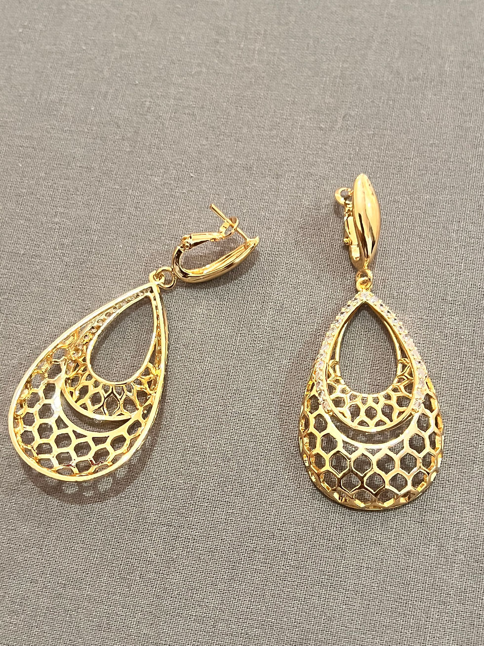 Miniaturebillede: Earring Tear Drop CZ Gold Plated Earrings