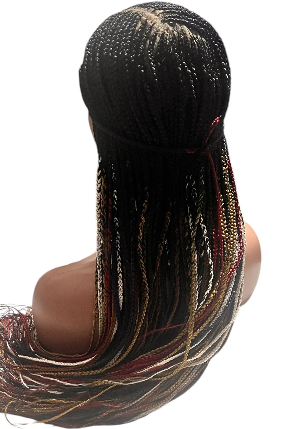 Миниатюра: Vibrant Multicoloured Fulani Cornrow Braided Wig  With Free Wig Cap In 35 inches