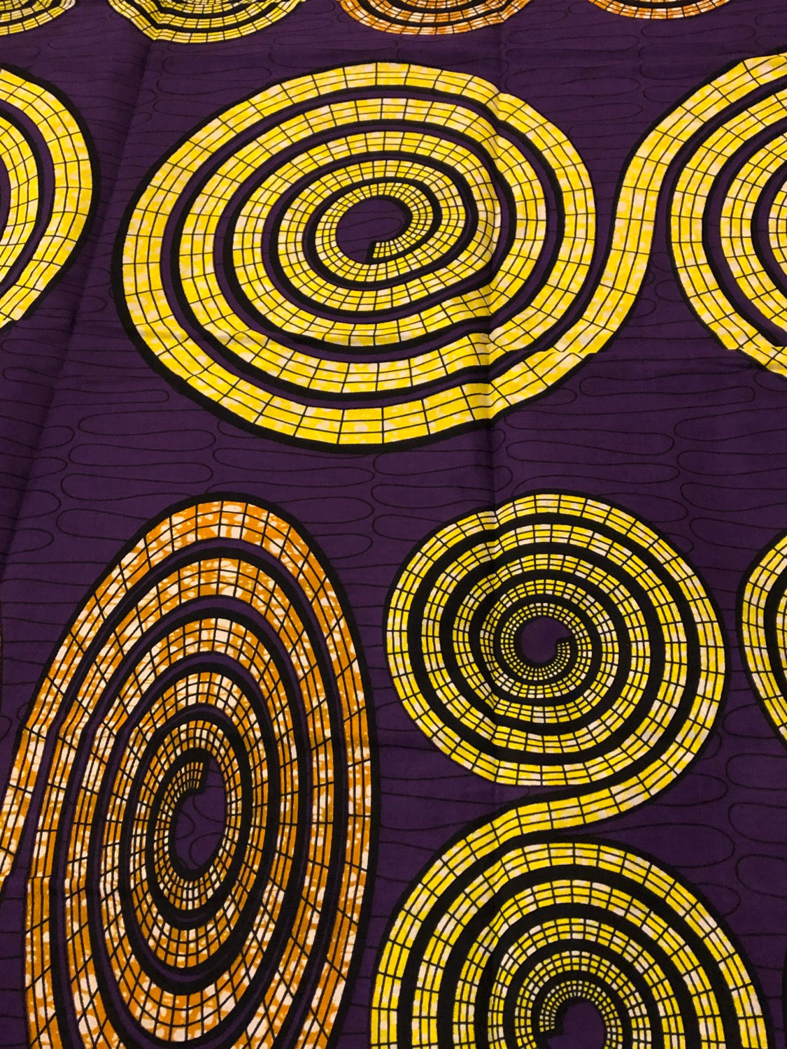 Purple / Yellow Circle Design African Print Fabric