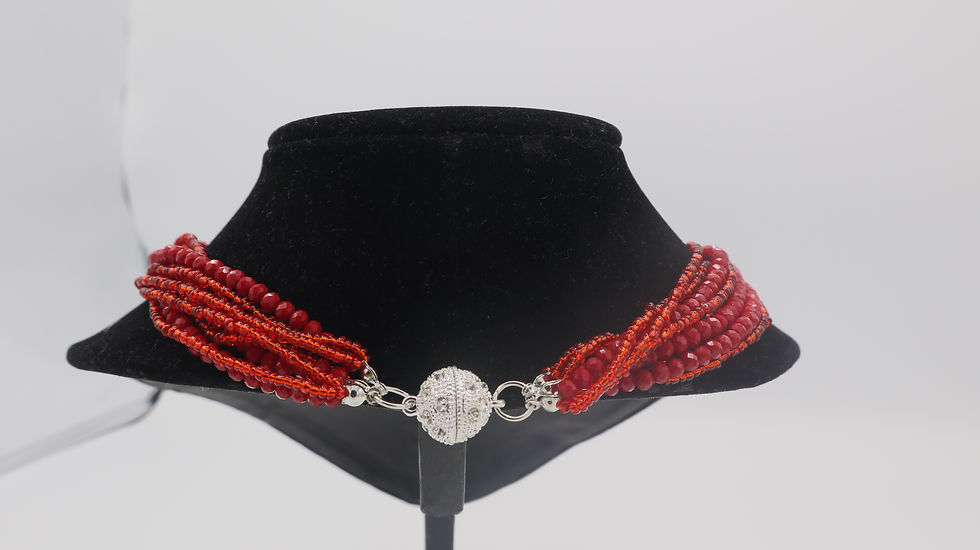 Miniaturbild: Multi-strand Red Seed Beads Nwecklace