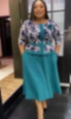 Thumbnail: Teal Green  Peplum Swing Dress With Pockets Womenswear 