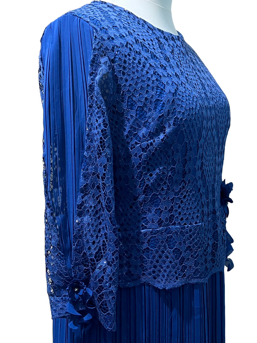 Thumbnail: Sparkling Lace and Chiffon Pleated Dress With Diamanté Hem Womenswear 