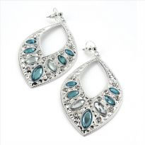 Миниатюра: Silver Colour With Blue Diamanté Stone Earring 