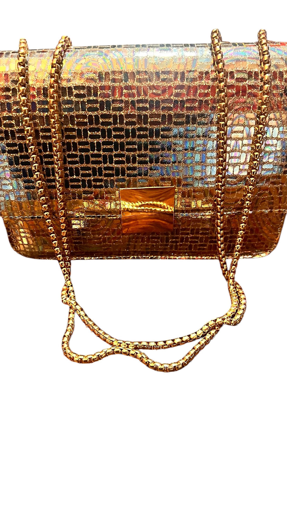Miniatyrbild: Women’s Foil Gold Mule and Matching Clutch Bag Set