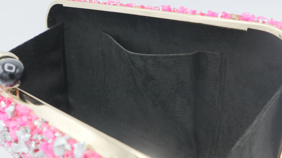 Thumbnail: Fuchsia Pink Diamanté Crystal Stone Clutch Bag Womenswear 