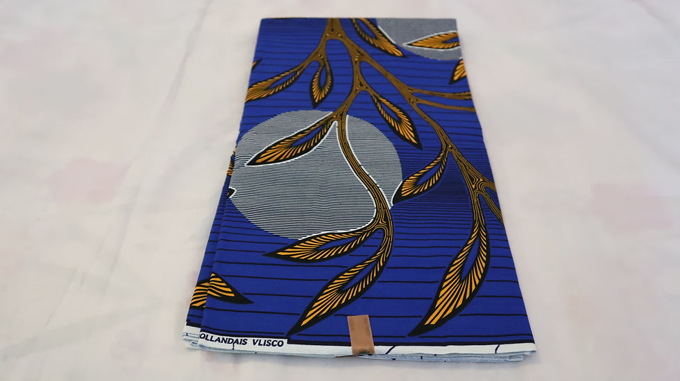 Miniatura: Blue African Print, Ankara Fabric, Leaf and Moon Pattern Sold By The Yard
