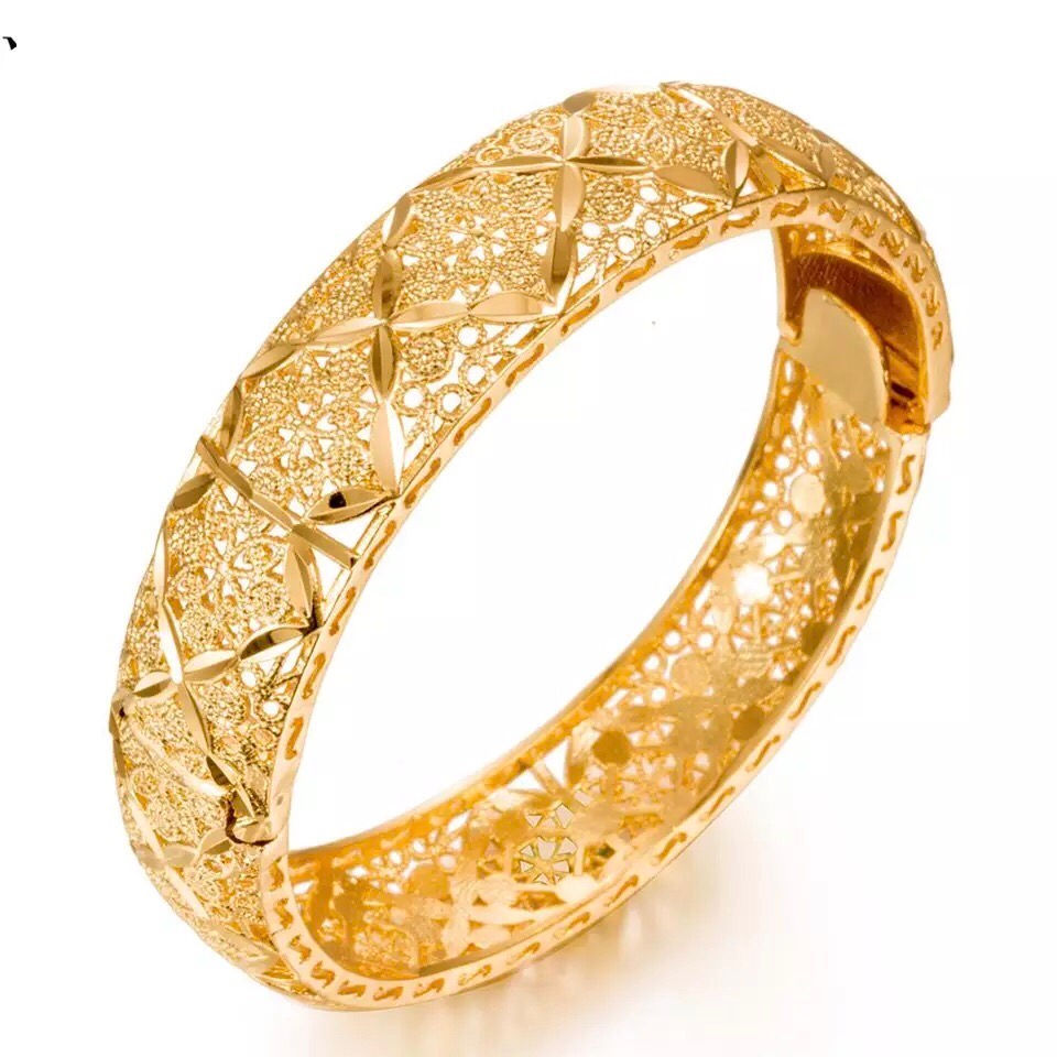 Miniatyrbild: 1Pcs Women’s Gold Floral Pattern Hinge Bangle 