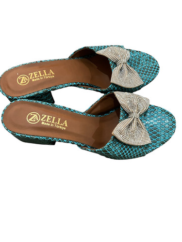 Women's Turquoise Bling Bow Mule Shoe Sophias Fab